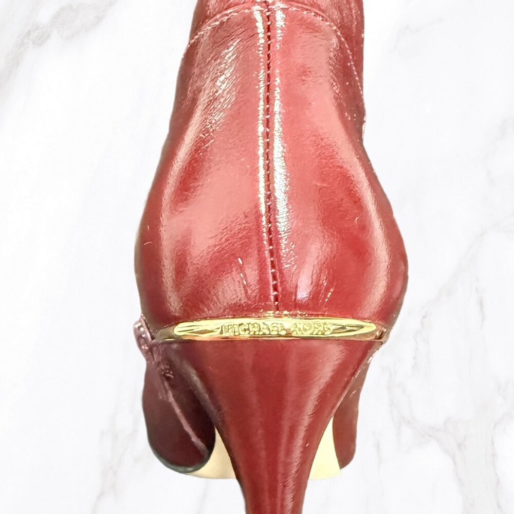 Michael Kors Women's Darrah Oxblood Patent Knee High Heeled Boots, Size 5.5 - Picture 4 of 6